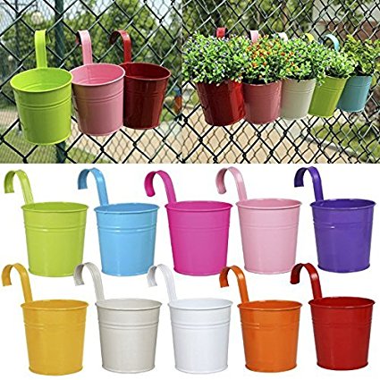 Ogima® (10 PC) Métal Fer Pots de Fleurs Suspendu Balcon Jardin Home Decor