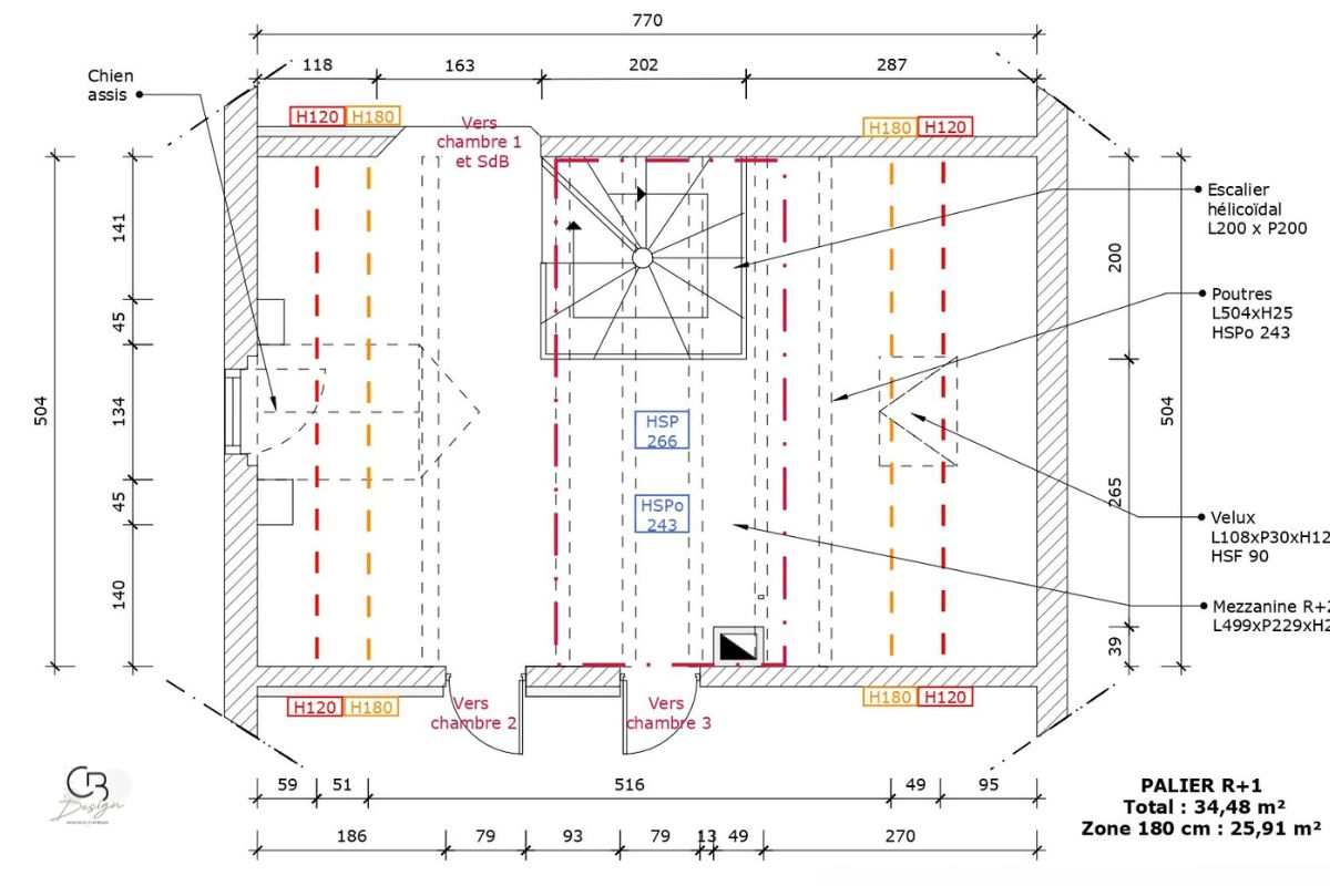 aménager palier en bureau avant travaux état existant