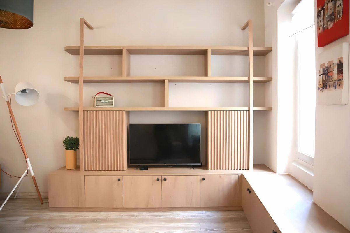 petit salon carre meuble tv sur mesure 