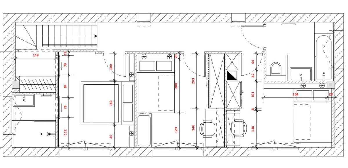Plan après aménagement maison contenair