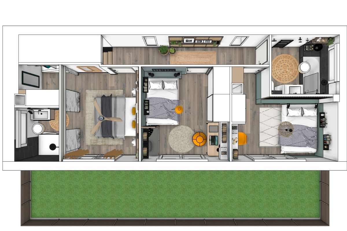 Plan après aménagement maison contenair