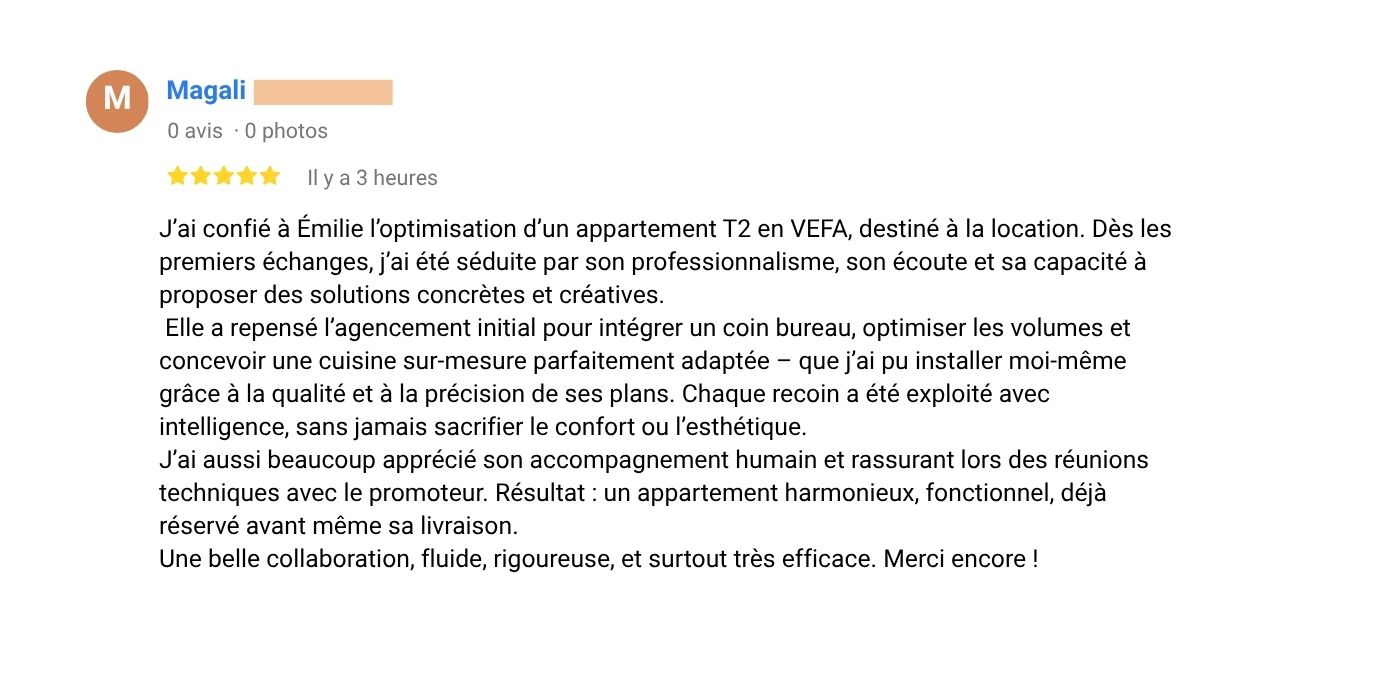 témoignage client optimisation T2 40m2