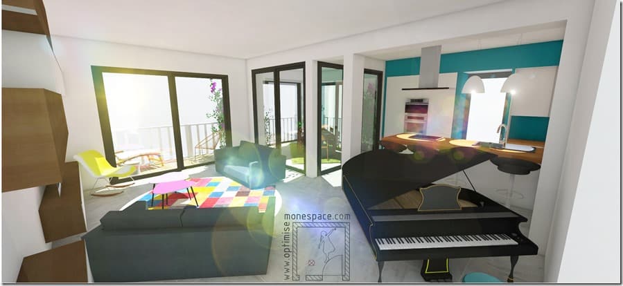 VUE SALON DEPUIS HALL